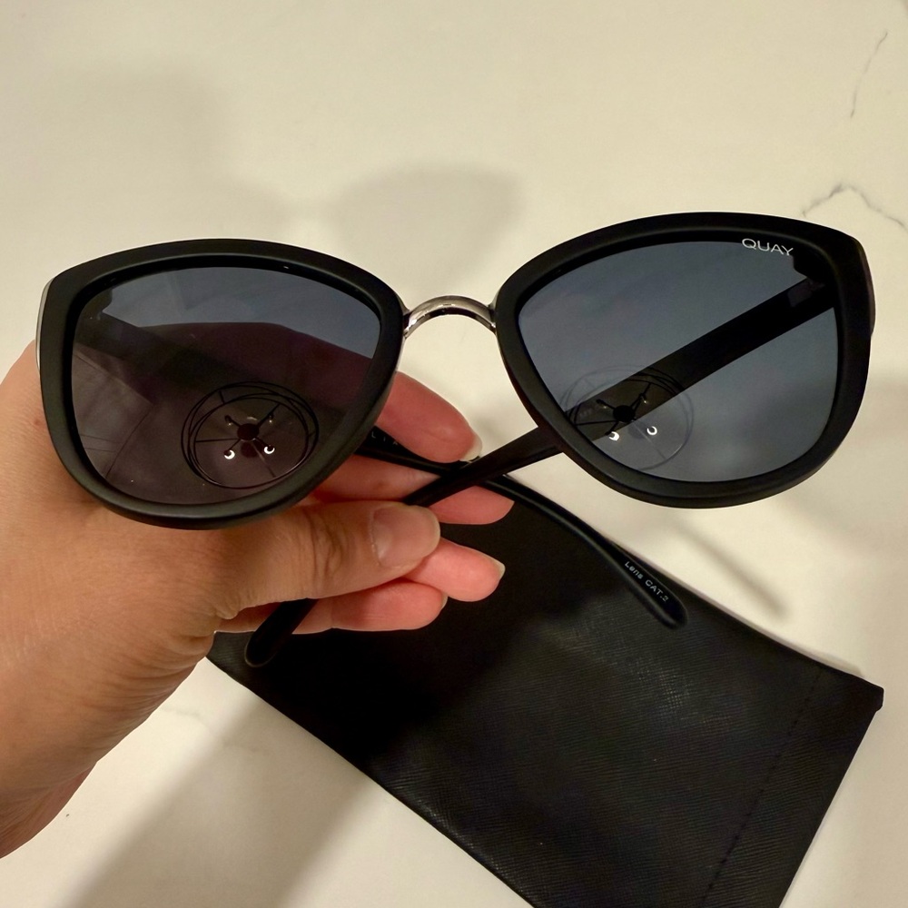Quay Australia Sleek Black Cat-Eye Sunglasses